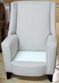 White chair reupholstered in Malibu California